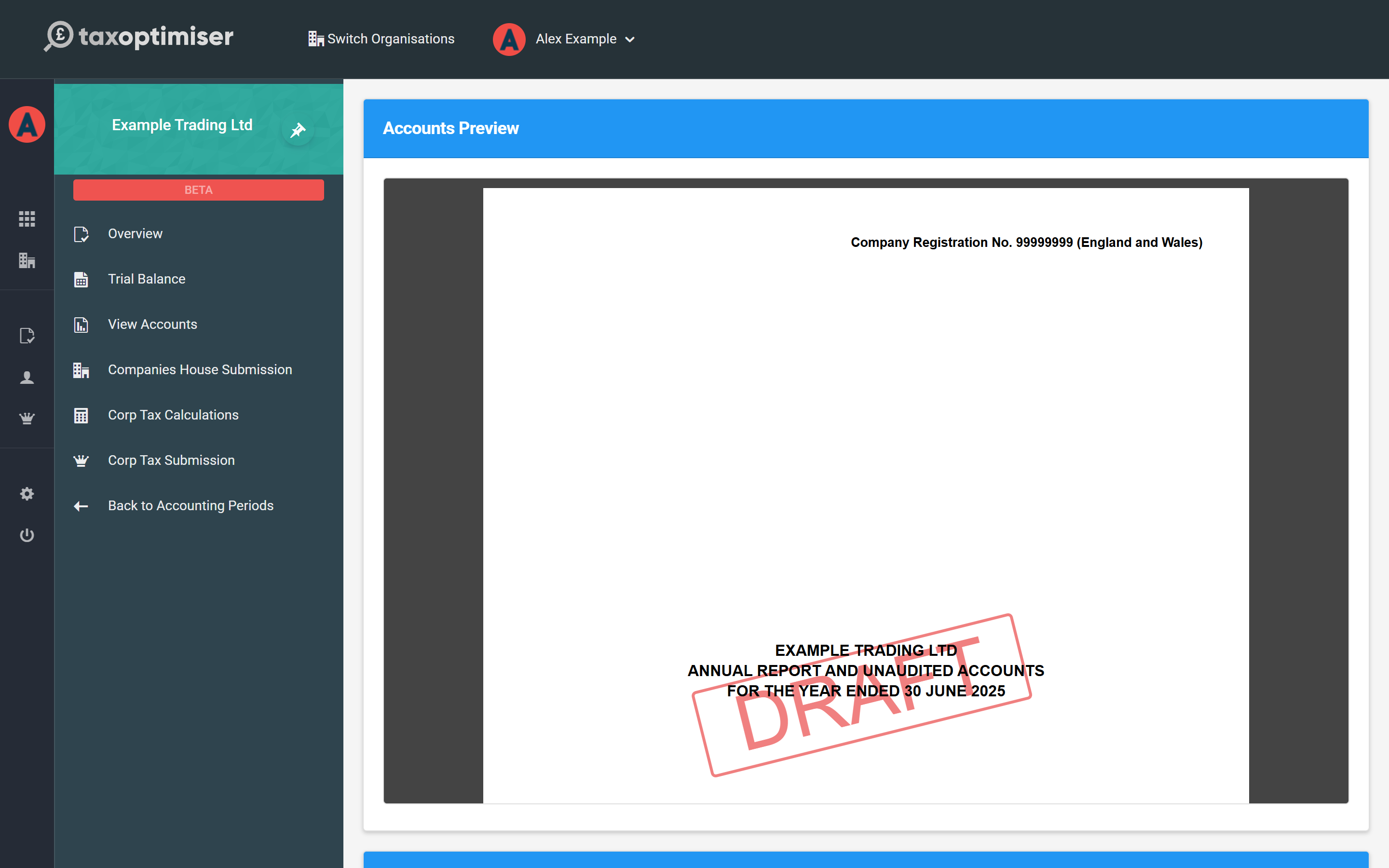 The sign accounts preview used to record director approval