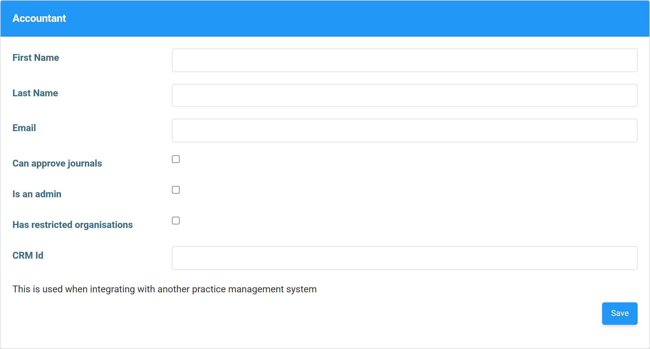 Adding an additional accountant under Firm Settings, Accountants, Add New